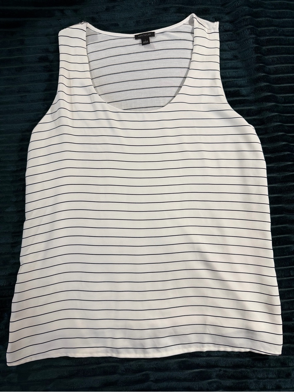 Ann Taylor White Top with black Thin Stripes Large